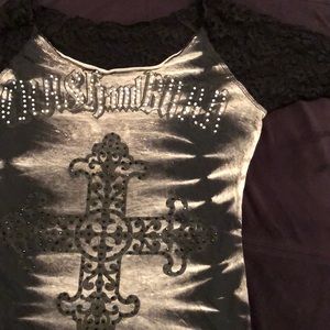 Crash & Burn Tee with Lace sleeves